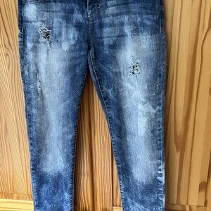 DECREE Girls Teen Size 9 Distressed Ripped Denim Straight Leg Blue Jeans Legging